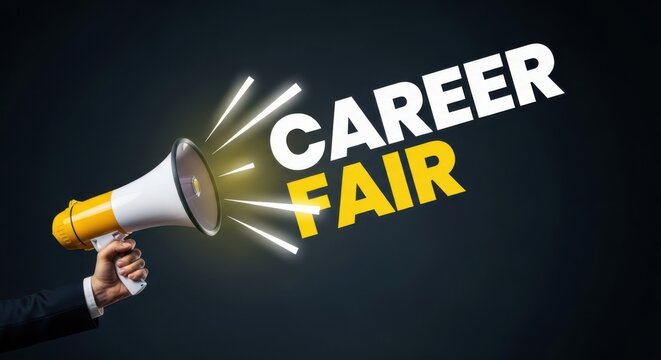 Megaphone announces career fair opportunities with glowing light effects