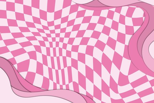 Groovy pink checkered background with wavy lines for a vibrant and fun design project, perfect for adding a retro touch or a pop of color to your work. - Powered by Adobe