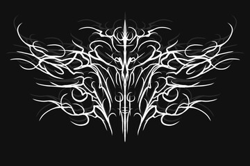 Minimal Neo tribal ornamental symmetrical shapes graphic design for tattoo or dark streetwear print apparel