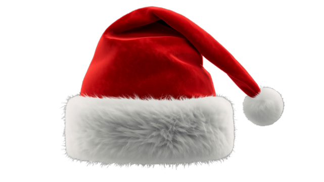 Tilted Red Santa Hat Isolated on Transparent Background | Dynamic Christmas Cap for Festive Designs