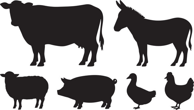 Collection of farm animal silhouettes