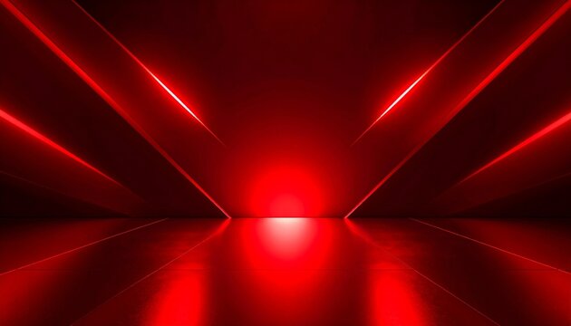 Futuristic red-lit corridor with angular symmetry and reflective surfaces, dramatic sci-fi tunnel.
