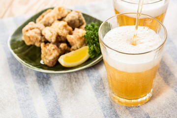 ノンアルコールビールと唐揚げ