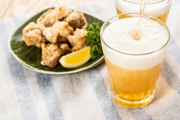 ノンアルコールビールと唐揚げ