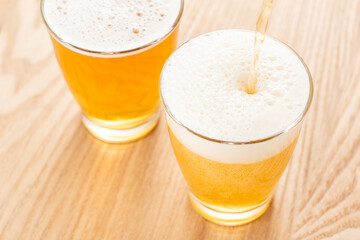 グラスに注いだノンアルコールビール