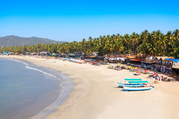 Boats at the Palolem Beach in Goa, India