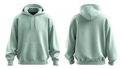 Light mint green hoodie, front and back views (2)