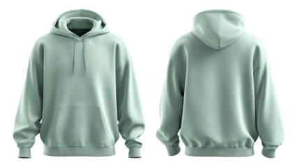 Light mint green hoodie, front and back views (2)