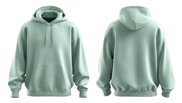 Light mint green hoodie, front and back views (2)