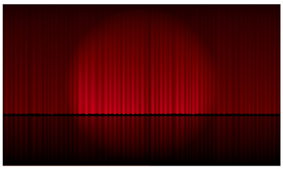 vector illustration of spotlight on red curtain