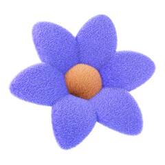 Colorful fluffy flower. 3d design element isolated on white background.