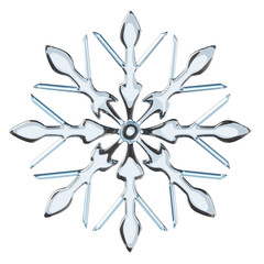 Brilliant blue snowflake jewelry ornament and glass Christmas decoration isolated on white background