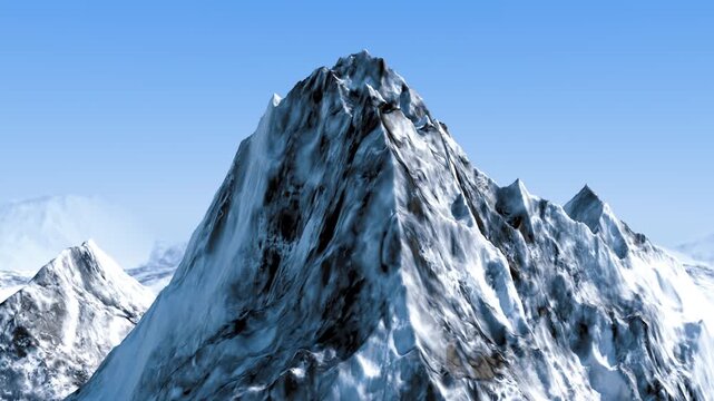 雪山の周囲を回るループアニメーション　晴天