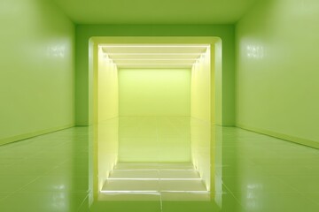 Minimal green studio with seamless lime backdrop and limbo gradient