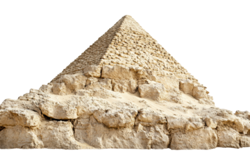 Golden-toned pyramid structure in daylight

