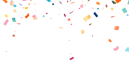 Colorful circle illustration of party ribbons and confetti design on white background