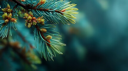 Soft festive green gradient with top pine branch, clean wide space below for holiday marketing, seasonal banners, corporate templates, and calm presentation design