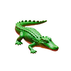 Obraz premium Green Plastic Crocodile Toy with Detailed Scales