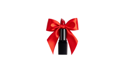 Red satin ribbon bow isolated on white background
