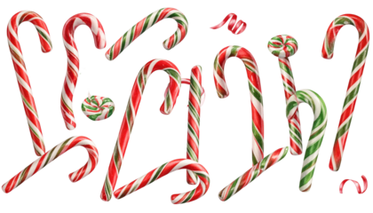 Red and white Christmas decorative cane symbol on white background