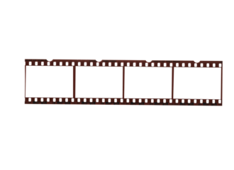 Blank 35mm film strip with photo negative frames isolated for movie and photography design illustration