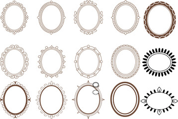 Obraz premium Collection of Oval and Round Decorative Frames and Borders vector