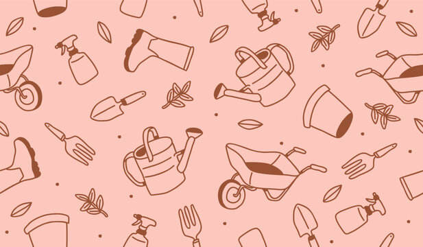 Cute gardening pattern background vector design