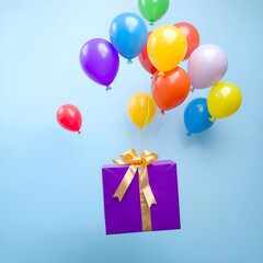 Top view on purple gift box on violet background with copy space. Generative AI. Top view on purple gift box on violet background with copy space. Generative AI.