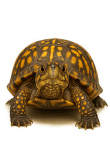 Obraz premium Mindful environmental balance - Close-Up Portrait of a Colorful Box Turtle with Detailed Shell Patterns - environmental design