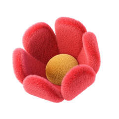 Colorful fluffy flower. 3d design element isolated on white background.