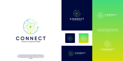 Fototapeta premium network connection logo, work system, science and innovation, graphic design template.