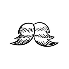 Vintage Hand-Drawn Mustache Icon Perfect for Logos, Graphics, and Retro Design Elements