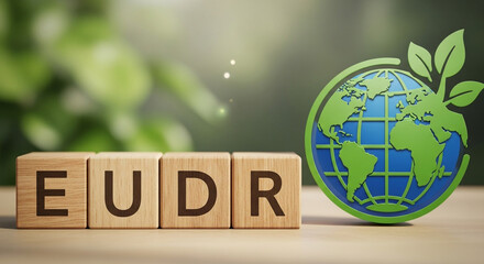 EUDR regulation symbol for sustainability, compliance with environmental standards, and global responsibility to protect natural resources and climate goals
