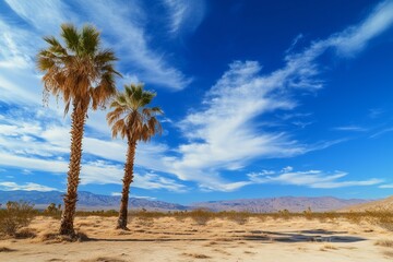 Fototapeta premium Desert Landscape with Palm Trees