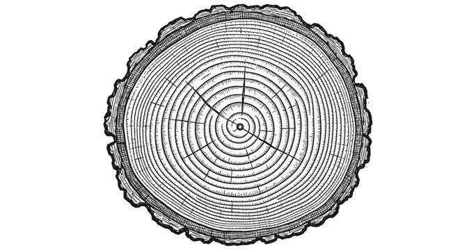 Detailed tree ring cross section showing growth patterns and annual rings