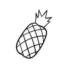 A simple hand-drawn pineapple sketch icon. A minimalist doodle concept of a tropical fruit design element