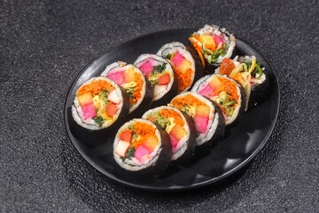 Kimbap or gimbap is a typical Korean rice roll