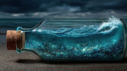 "Eco in a Bottle: Abstract World Beneath the Sea"