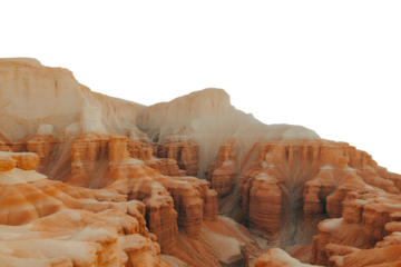 Rugged sandstone hoodoos and rock formations isolated on transparent background