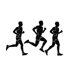 Marathon Running Silhouette Illustration &ndash; Traceable Marathon Runner Vector