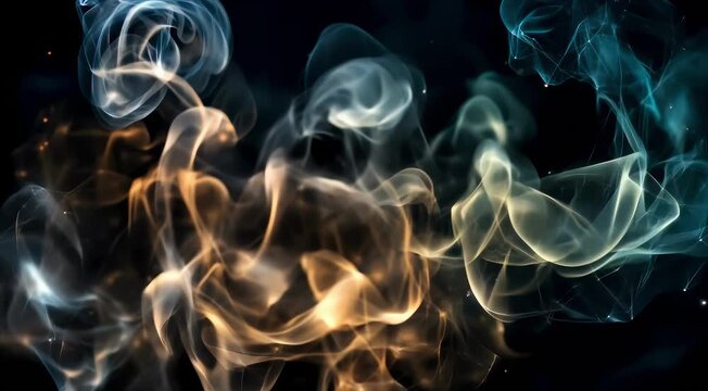 Bright smoke outlines forming 3D wireframes 
