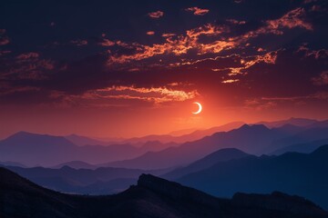 Sunset Over Mountains