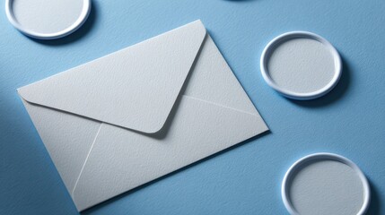 Minimalist inbox alert concept via white paper shapes on cool blue gradient
