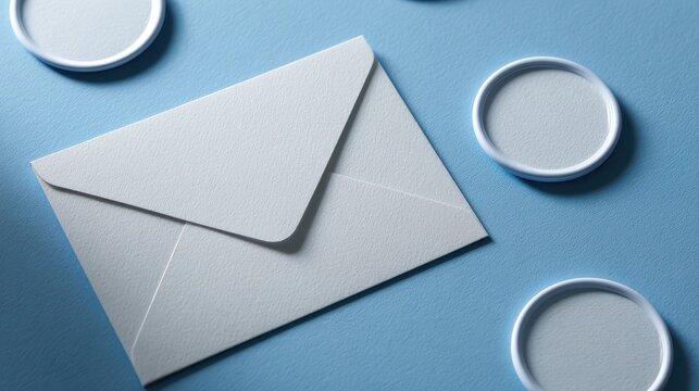 Minimalist inbox alert concept via white paper shapes on cool blue gradient