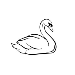 Fototapeta premium Elegant Swan Icon A graceful outline of a swan in minimalist style, perfect for design assets and illustrations