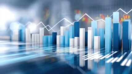 Data analysis visualization showing financial market growth and digital business trend ascending with graph line