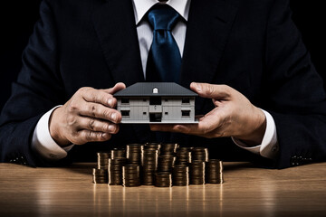 ビジネスマン 住宅模型 お金