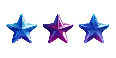 Obraz premium Three Stars of Blue and Purple Shine on Black Background.