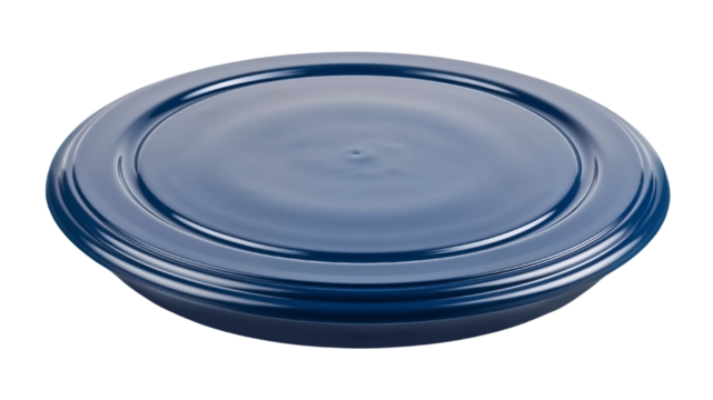 Empty round navy blue podium isolated on transparent background