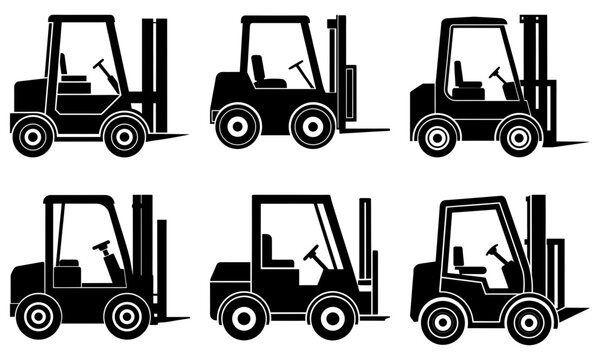 Dynamic forklift collection for industrial projects, warehousing, and construction visuals, conveying strength, efficiency, and reliability in logistics